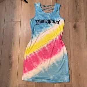 Disney Parks Tie Dye‎ Racerback Tank Mini Dress Pastel Rainbow S